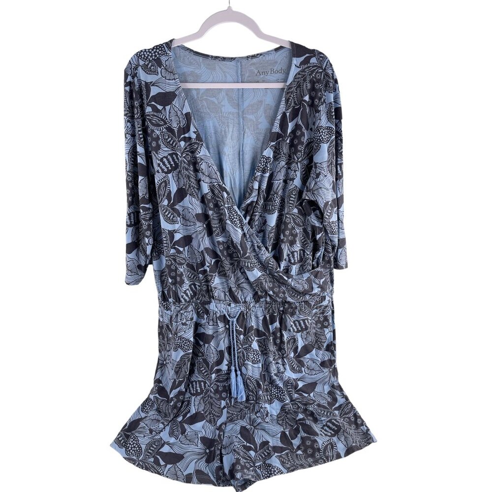 AnyBody Women's Floral Print Romper 2XL Lightweight & Comfy knit